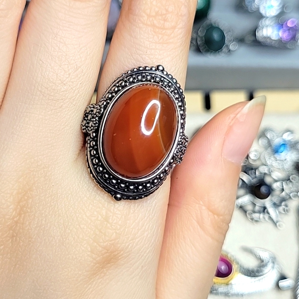 Cornelian ring sz8 adjustable